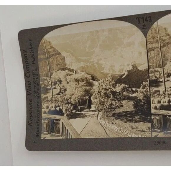 Antique 1920s Vista Of The Grand Canyon, Rim Trail, Arizona Stereoview Card - Picture 3 of 8